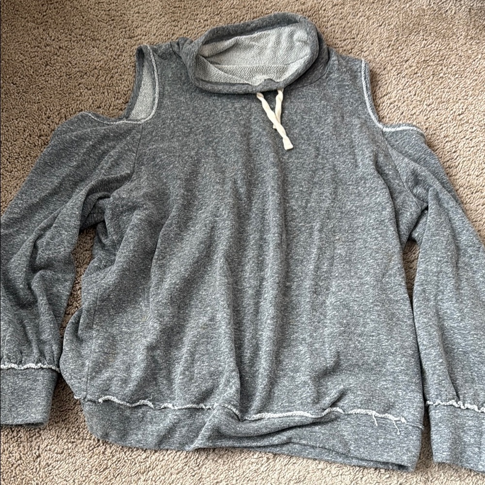 ANTHROPOLOGIE Gray Cold Shoulder Sweater